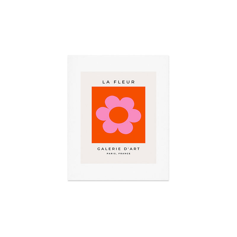 La Fleur | 01 - Retro Floral Print Orange And Pink Aesthetic Preppy Modern Abstract Flower Art Print Gallery Image 1