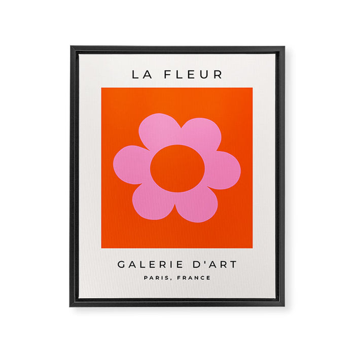 La Fleur | 01 - Retro Floral Print Orange And Pink Aesthetic Preppy Modern Abstract Flower Framed Canvas Print Gallery Image 1