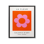 La Fleur | 01 - Retro Floral Print Orange And Pink Aesthetic Preppy Modern Abstract Flower Framed Canvas Print Gallery Image 6