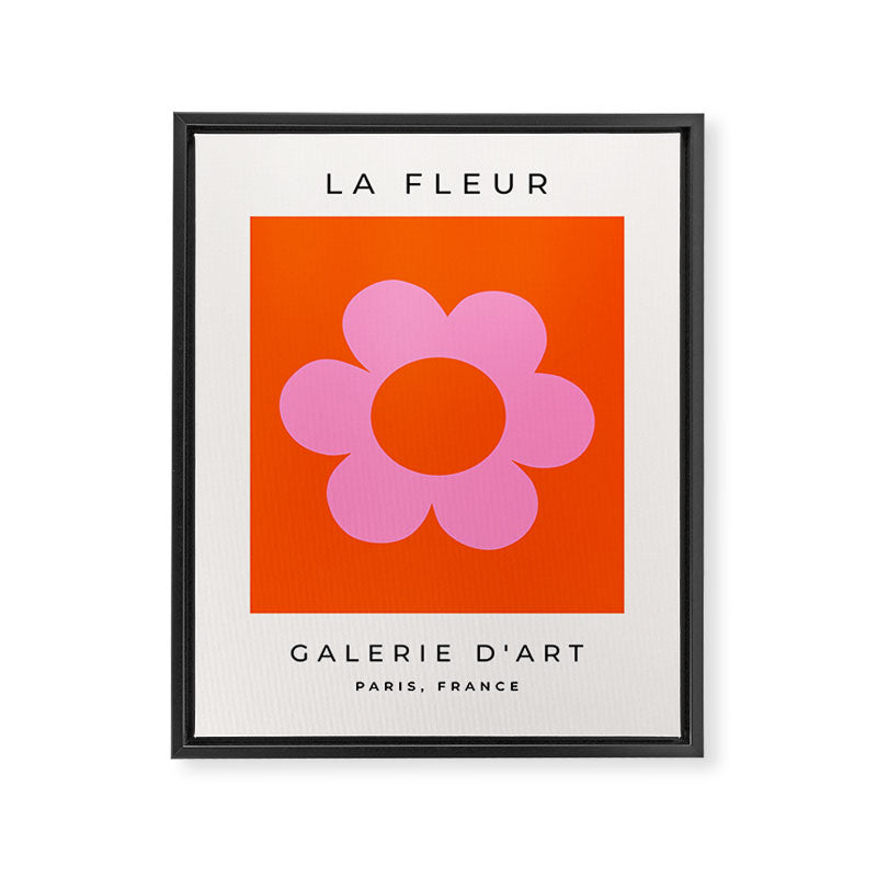 La Fleur | 01 - Retro Floral Print Orange And Pink Aesthetic Preppy Modern Abstract Flower Framed Canvas Print Gallery Image 6