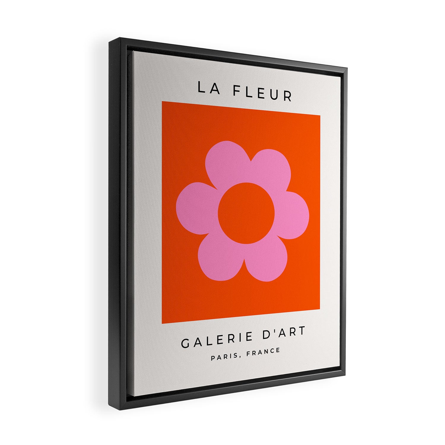 La Fleur | 01 - Retro Floral Print Orange And Pink Aesthetic Preppy Modern Abstract Flower Framed Canvas Print Gallery Image 2
