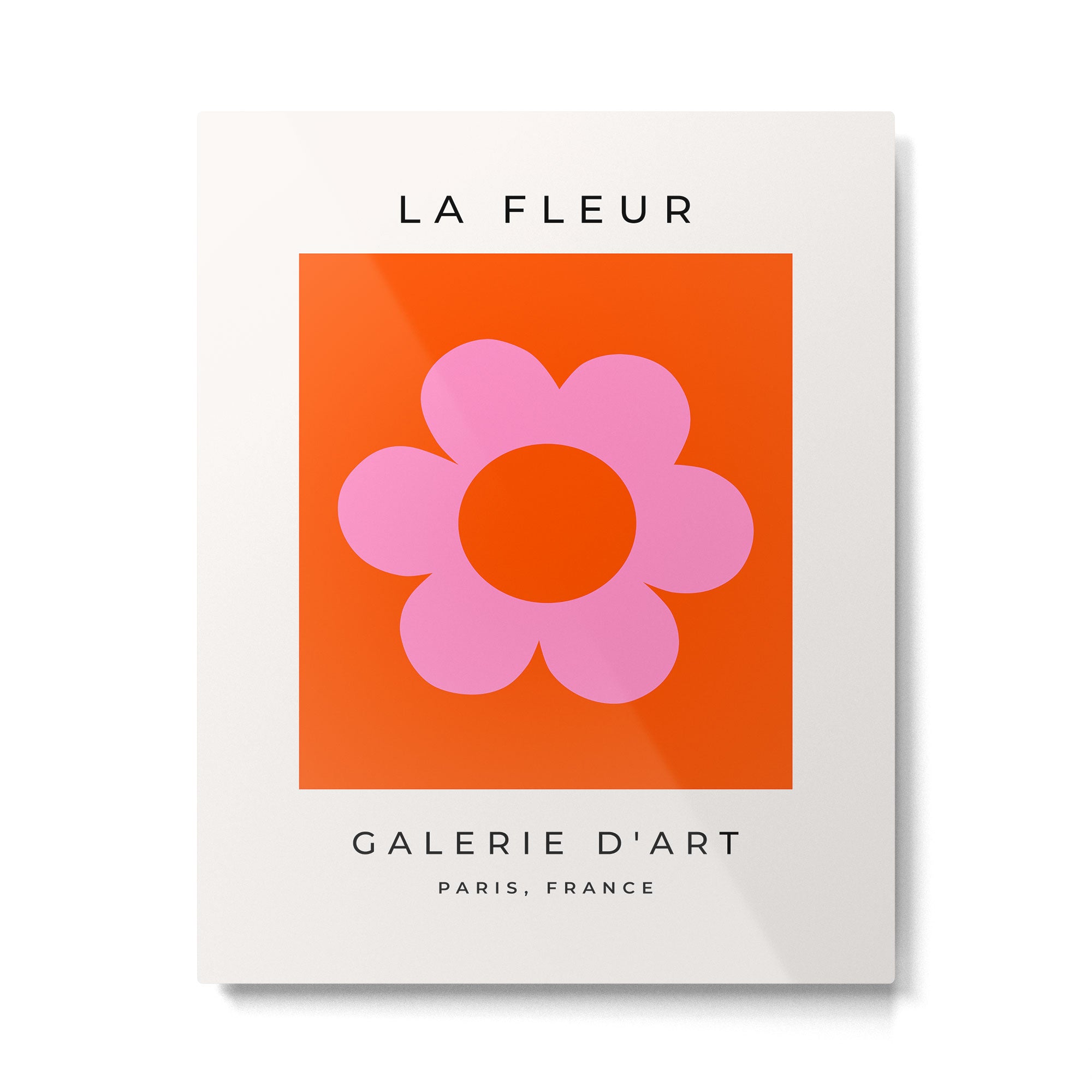 La Fleur | 01 - Retro Floral Print Orange And Pink Aesthetic Preppy Modern Abstract Flower Metal Print Gallery Image 4