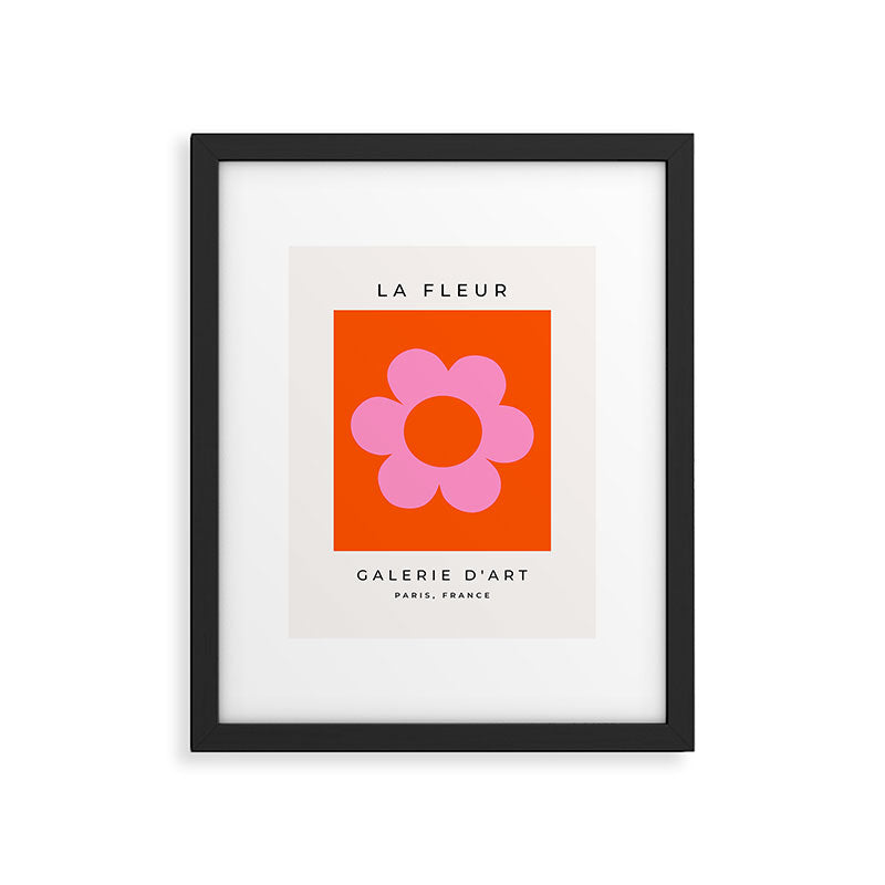La Fleur | 01 - Retro Floral Print Orange And Pink Aesthetic Preppy Modern Abstract Flower Framed Art Print Gallery Image 5