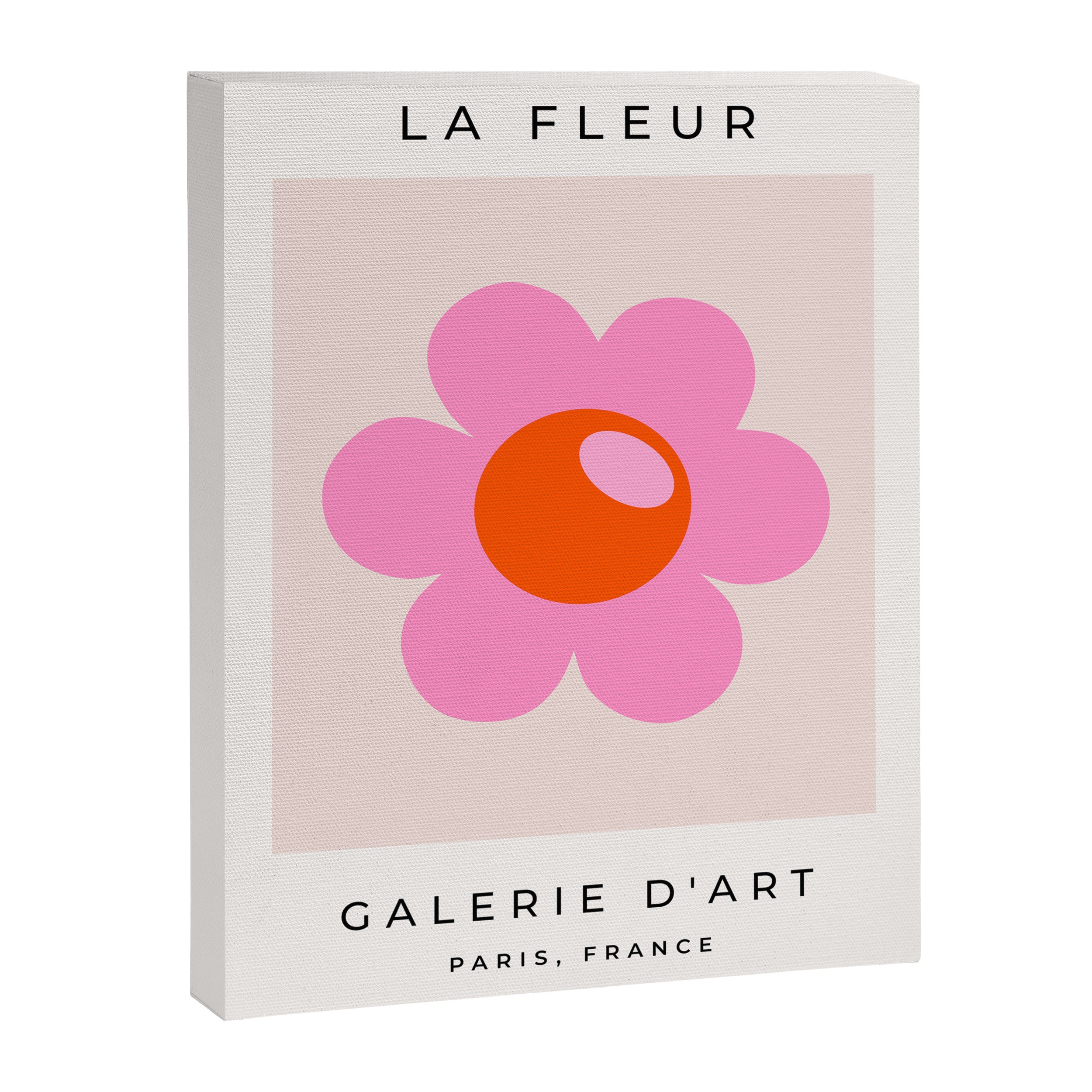 La Fleur | 05 - Abstract Retro Flower Print Pink Orange And Neutral Boho Decor Modern Floral Canvas Print Gallery Image 6