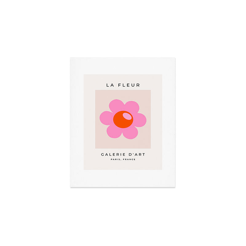 La Fleur | 05 - Abstract Retro Flower Print Pink Orange And Neutral Boho Decor Modern Floral Art Print Gallery Image 1