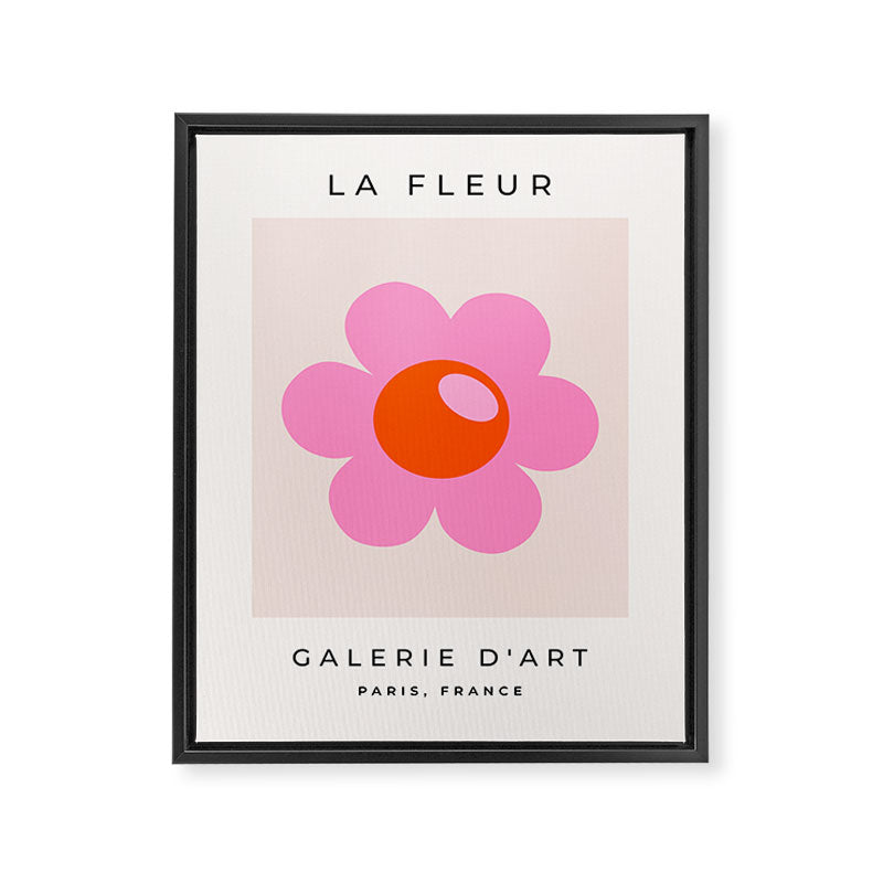 La Fleur | 05 - Abstract Retro Flower Print Pink Orange And Neutral Boho Decor Modern Floral Framed Canvas Print Gallery Image 6