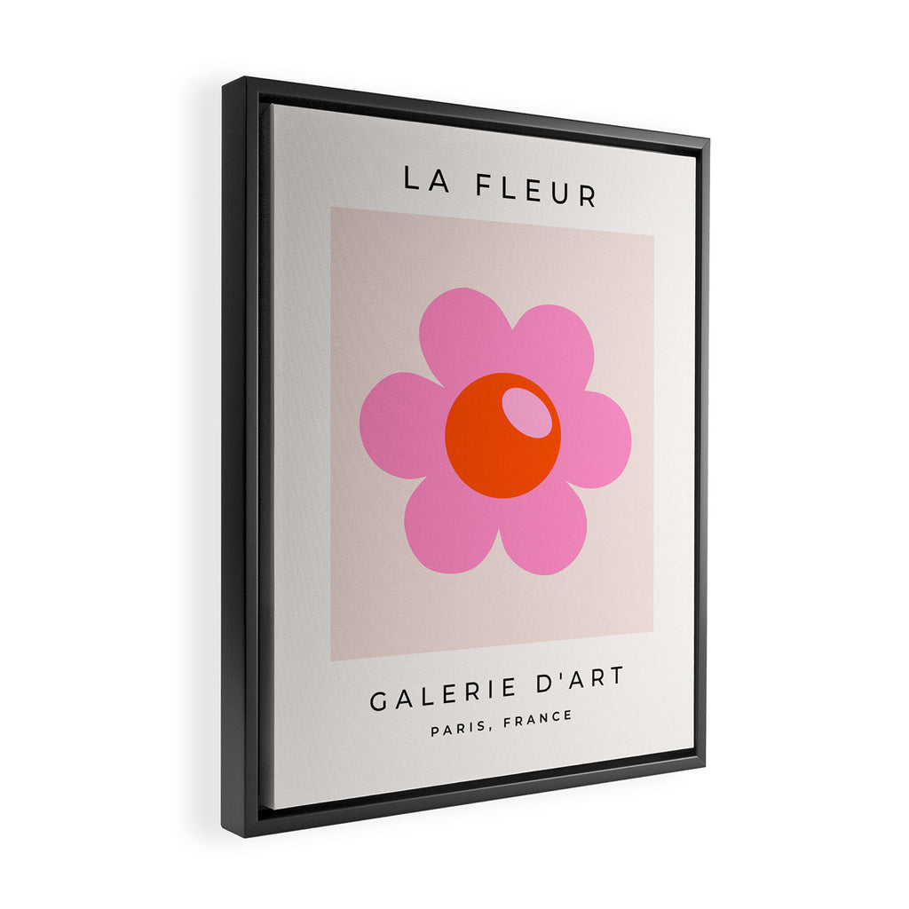 La Fleur | 05 - Abstract Retro Flower Print Pink Orange And Neutral Boho Decor Modern Floral Framed Canvas Print Gallery Image 2