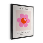 La Fleur | 05 - Abstract Retro Flower Print Pink Orange And Neutral Boho Decor Modern Floral Framed Canvas Print Gallery Image 2