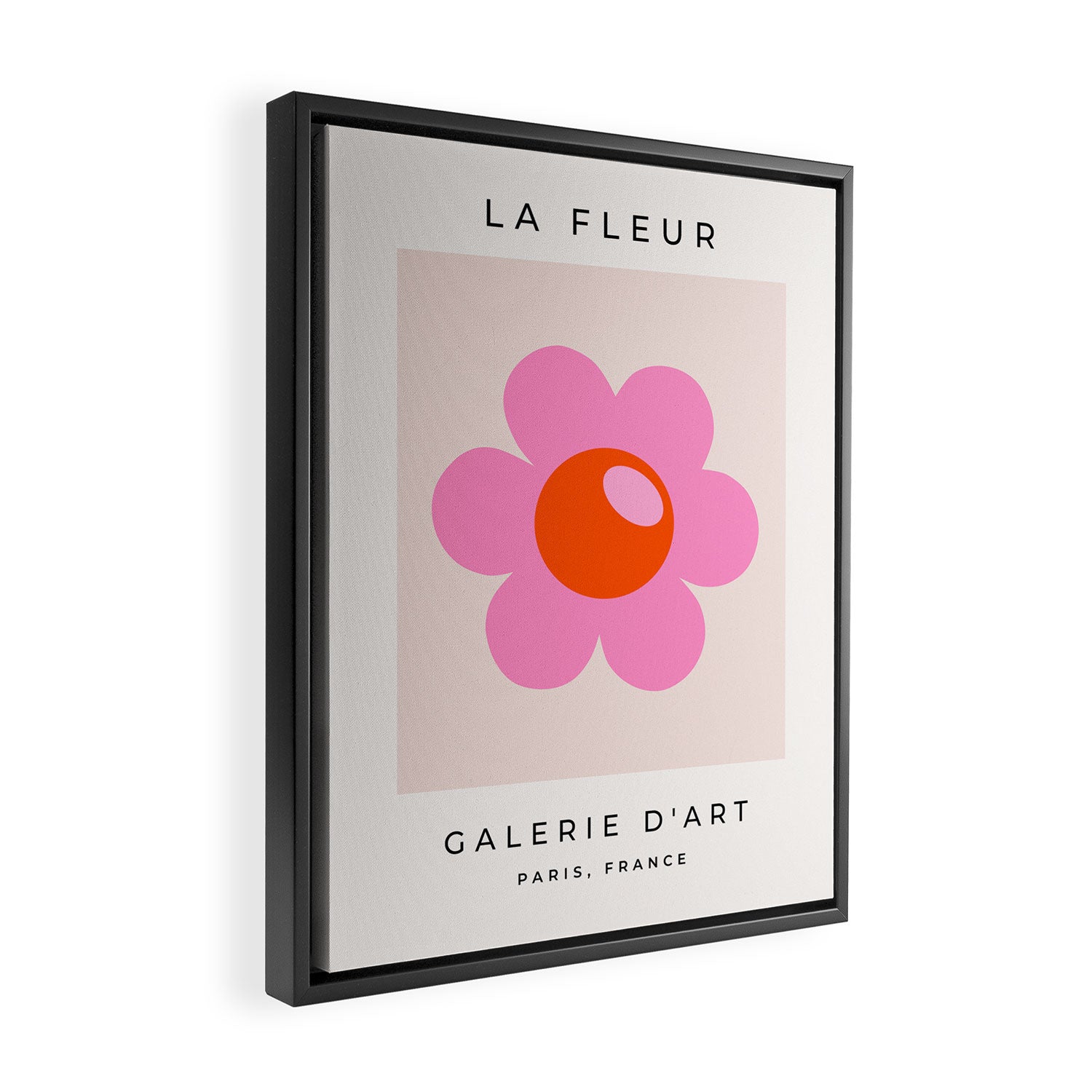 La Fleur | 05 - Abstract Retro Flower Print Pink Orange And Neutral Boho Decor Modern Floral Framed Canvas Print Gallery Image 2
