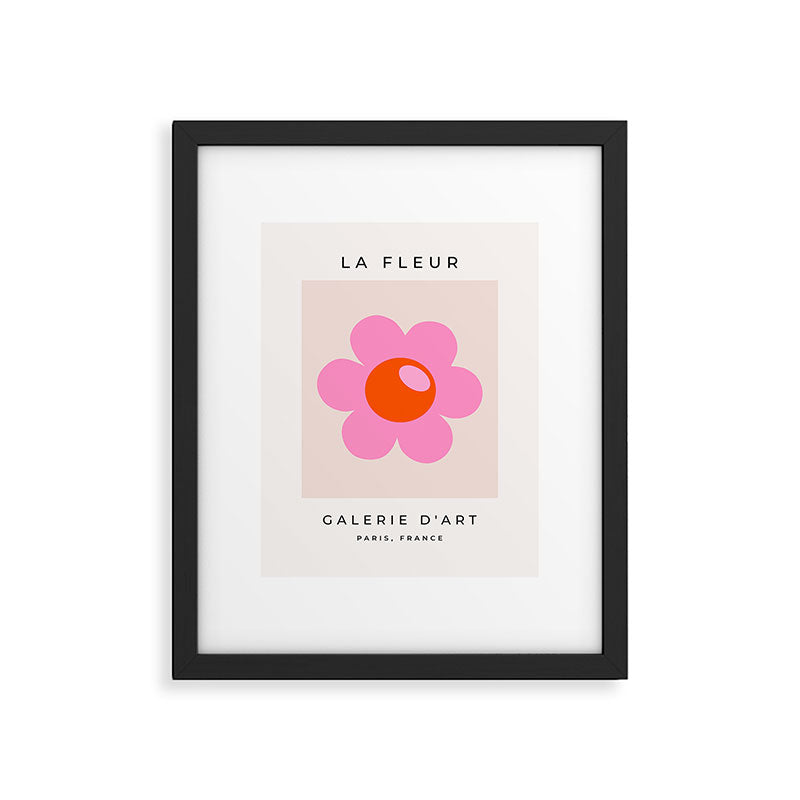 La Fleur | 05 - Abstract Retro Flower Print Pink Orange And Neutral Boho Decor Modern Floral Framed Art Print Gallery Image 5