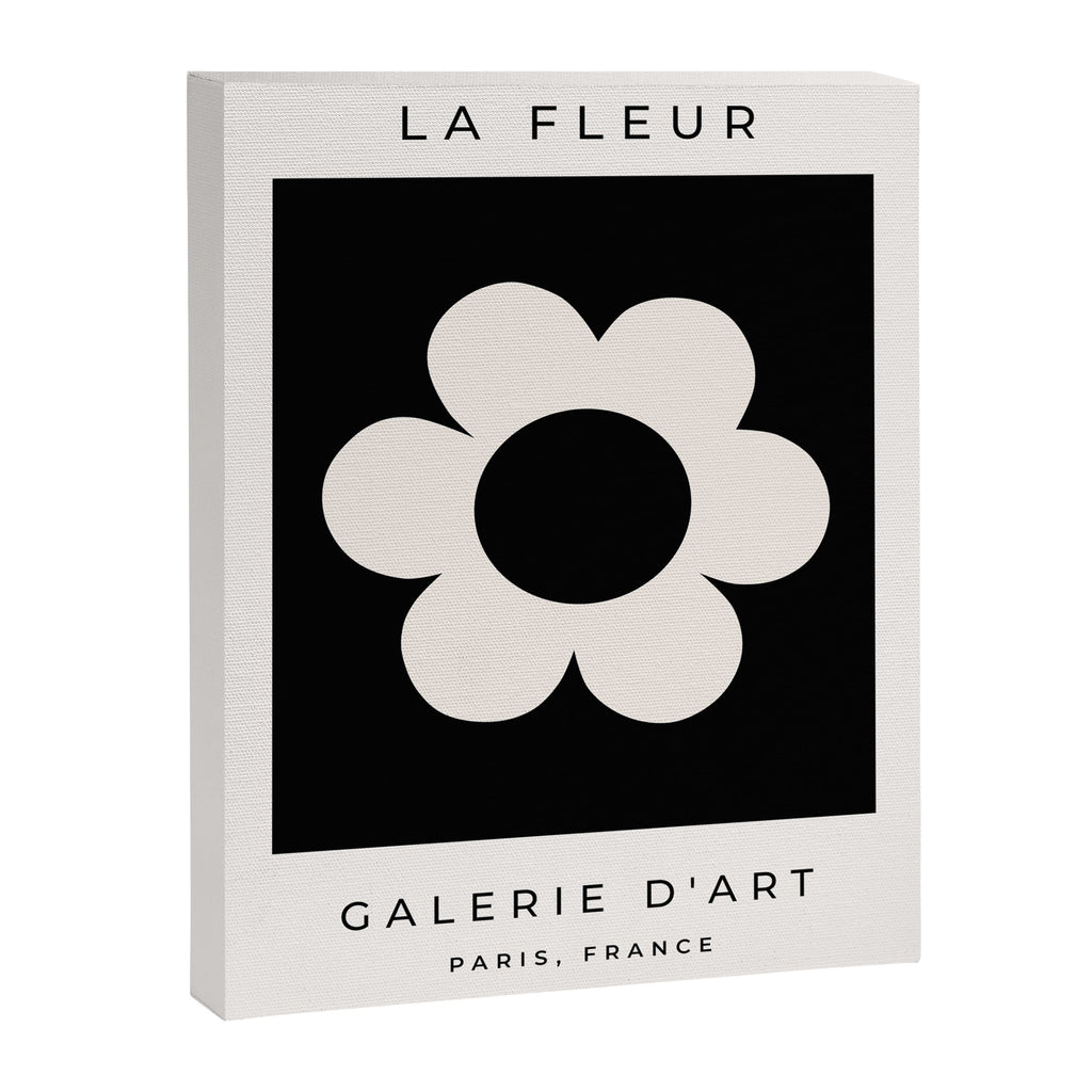La Fleur | 06 - Retro Floral Print Black And White Flower Canvas Print Gallery Image 6