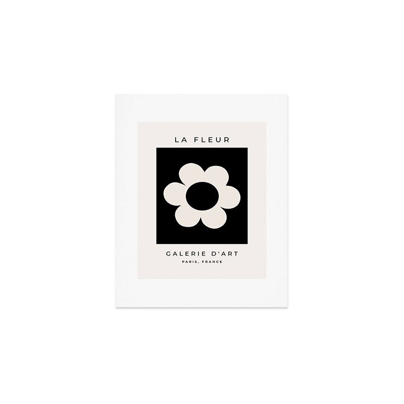 La Fleur | 06 - Retro Floral Print Black And White Flower Art Print Gallery Image 1