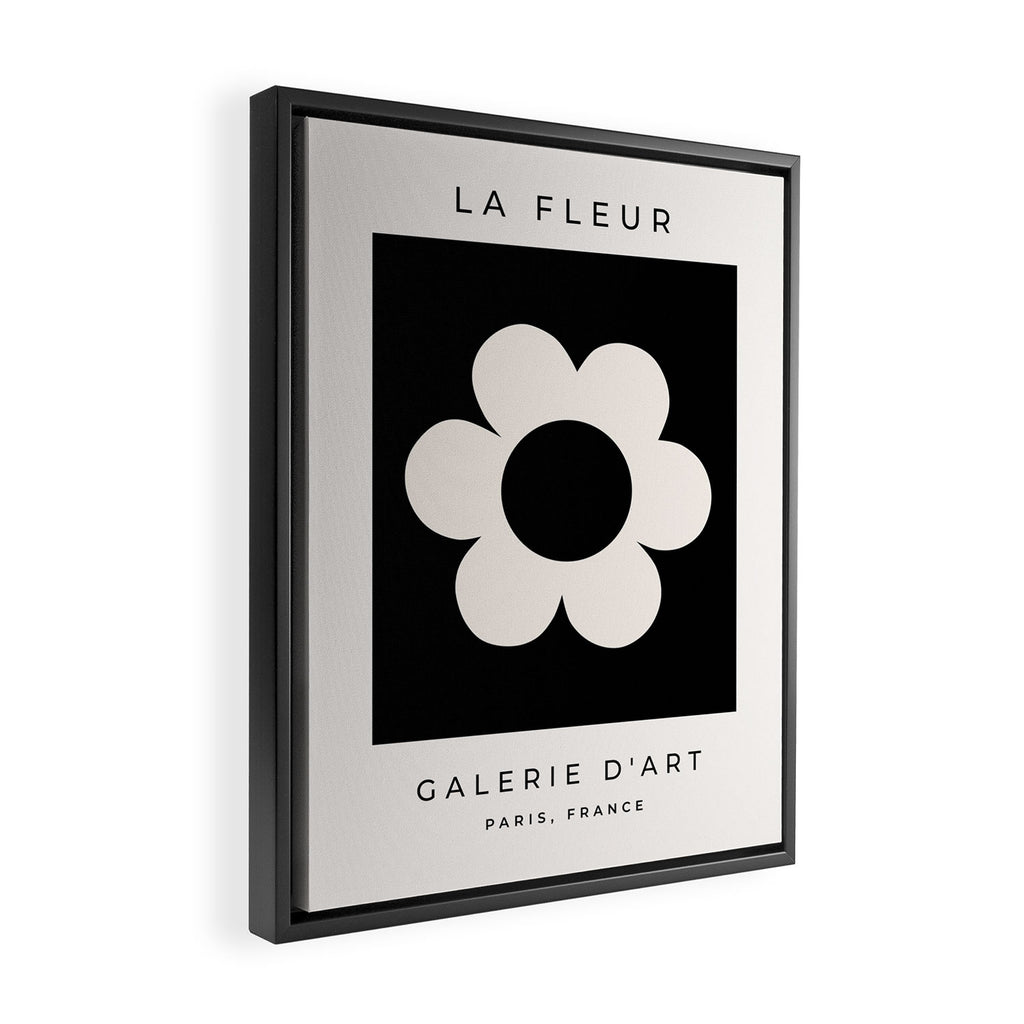 La Fleur | 06 - Retro Floral Print Black And White Flower Framed Canvas Print Gallery Image 2