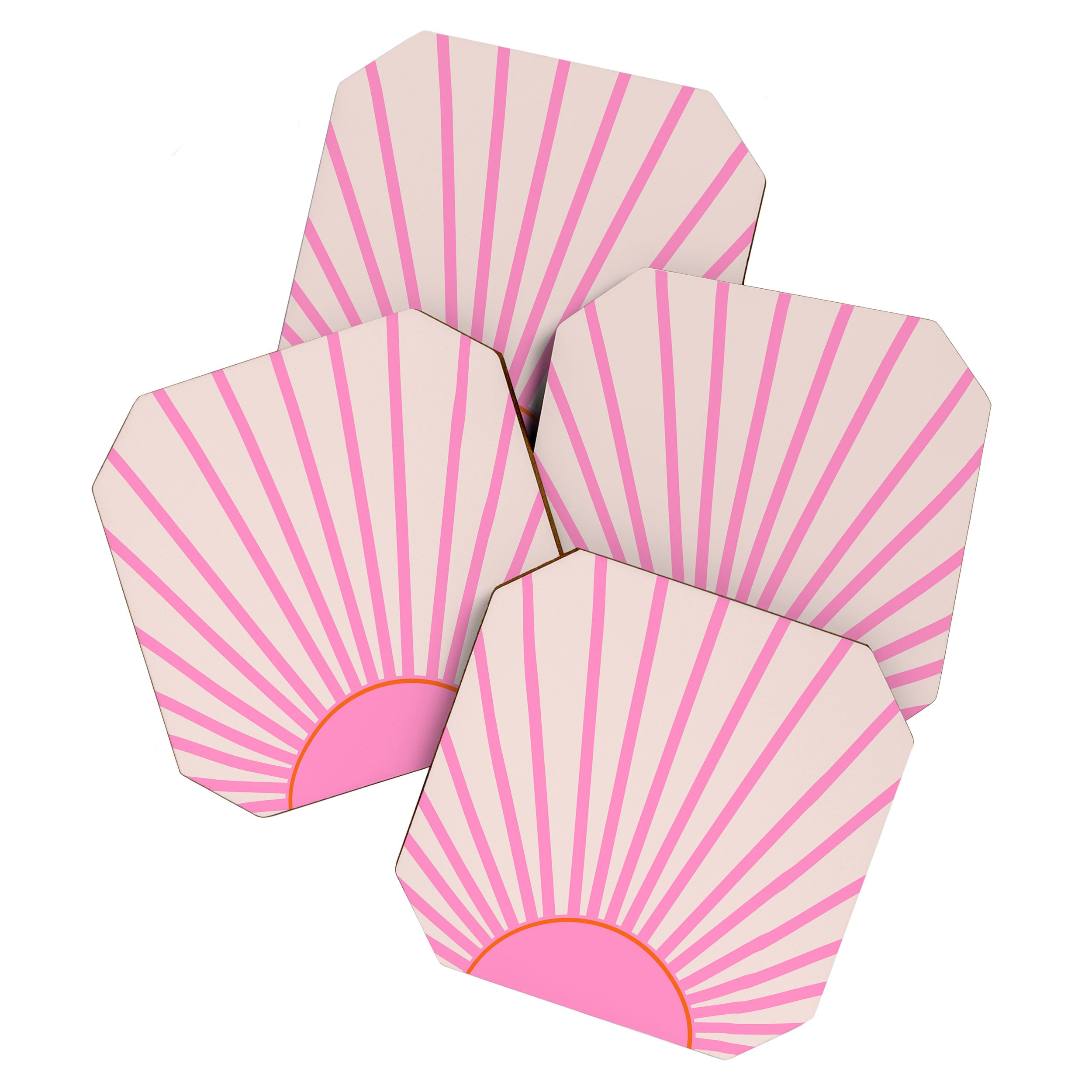 Le Soleil | 01 - Retro Sun Print Pink Aesthetic Preppy Decor Modern Abstract Sunshine Coaster Gallery Image 1