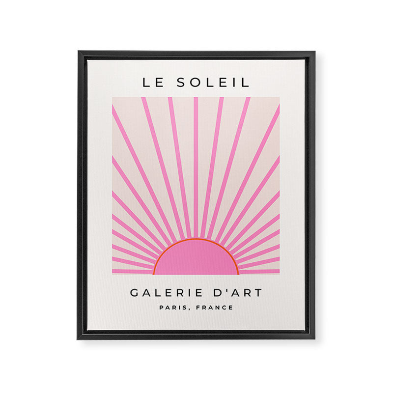 Le Soleil | 01 - Retro Sun Print Pink Aesthetic Preppy Decor Modern Abstract Sunshine Framed Canvas Print Gallery Image 6