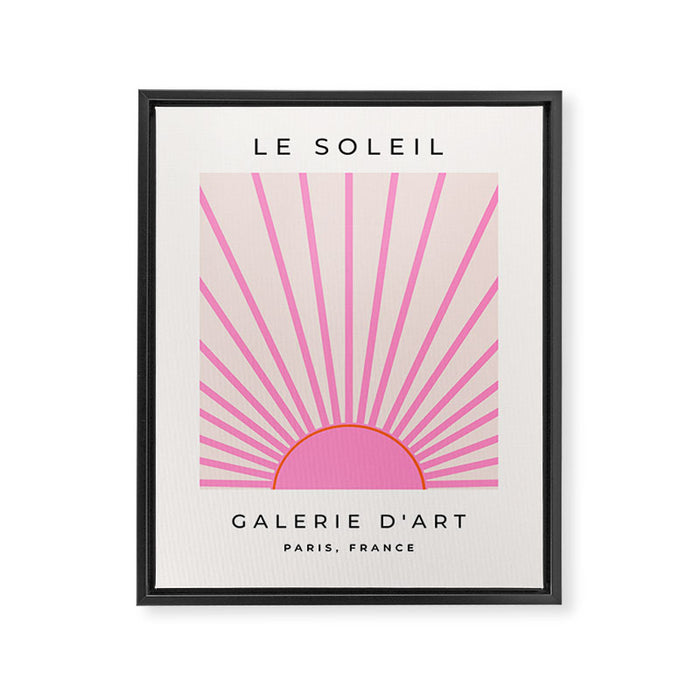 Le Soleil | 01 - Retro Sun Print Pink Aesthetic Preppy Decor Modern Abstract Sunshine Framed Canvas Print Gallery Image 1