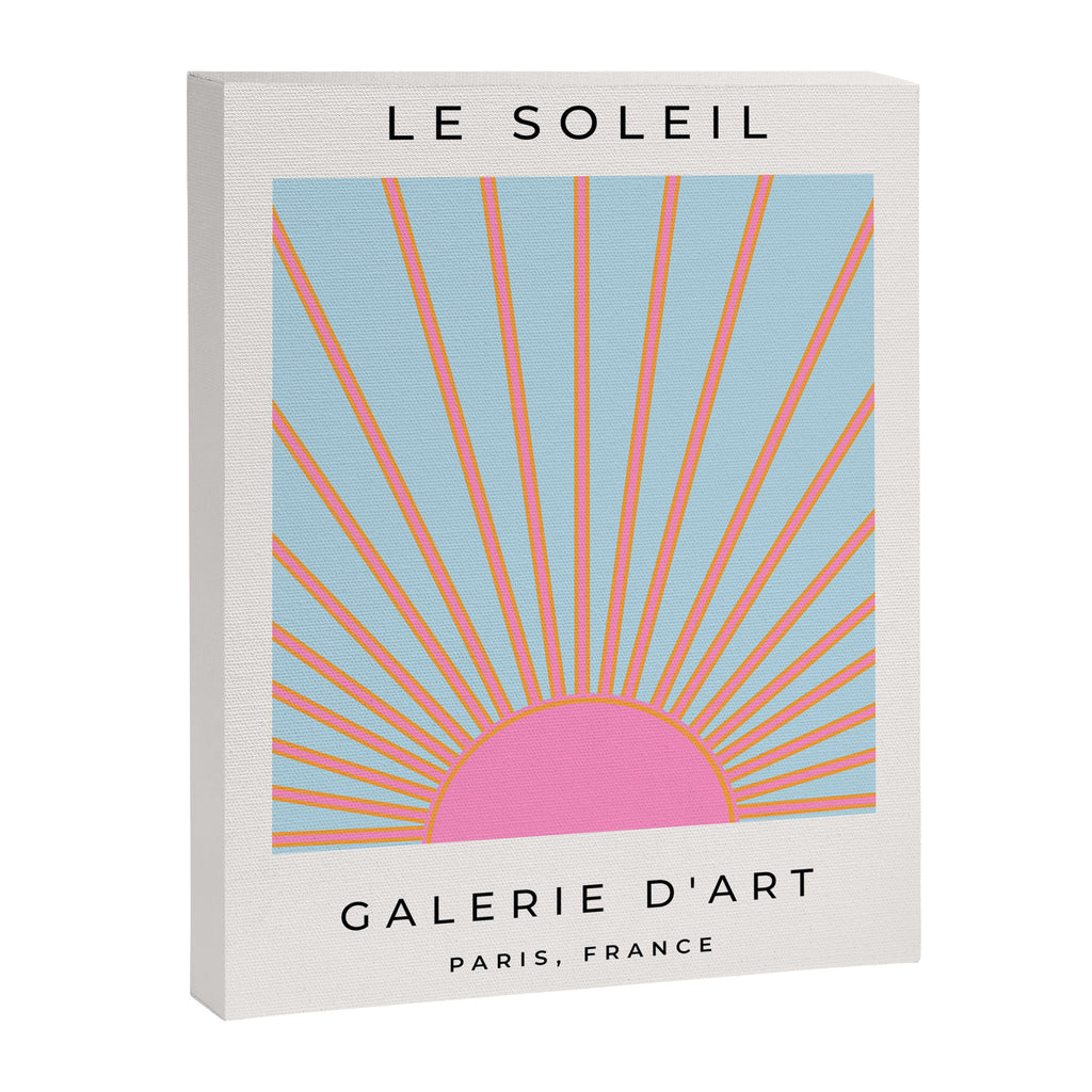 Le Soleil | 02 - Abstract Retro Sun Pink And Blue Print Preppy Modern Sunshine Canvas Print Gallery Image 6