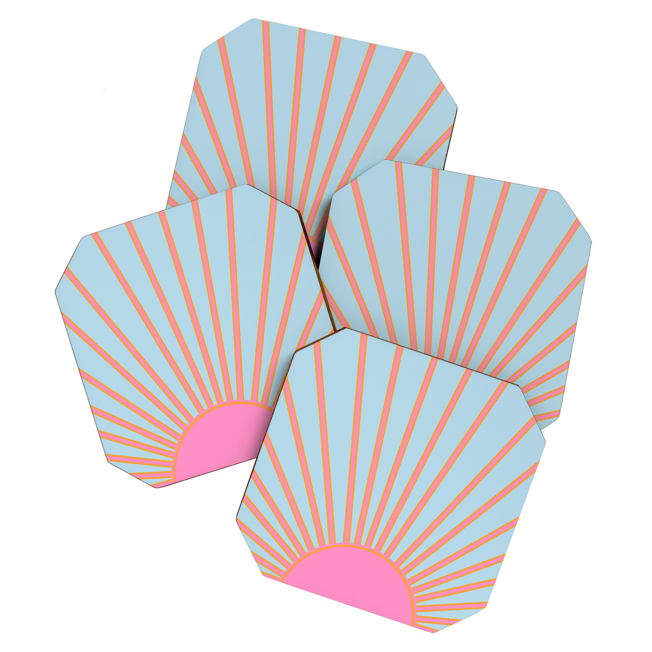 Le Soleil | 02 - Abstract Retro Sun Pink And Blue Print Preppy Modern Sunshine Coaster Gallery Image 1