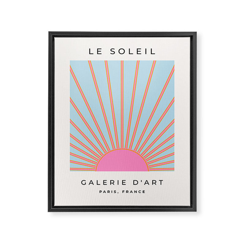 Le Soleil | 02 - Abstract Retro Sun Pink And Blue Print Preppy Modern Sunshine Framed Canvas Print Gallery Image 6