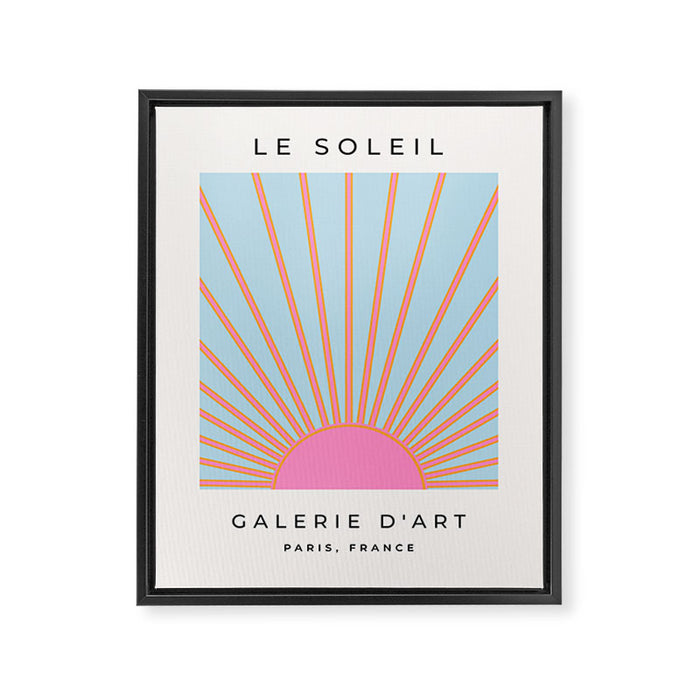 Le Soleil | 02 - Abstract Retro Sun Pink And Blue Print Preppy Modern Sunshine Framed Canvas Print Gallery Image 1