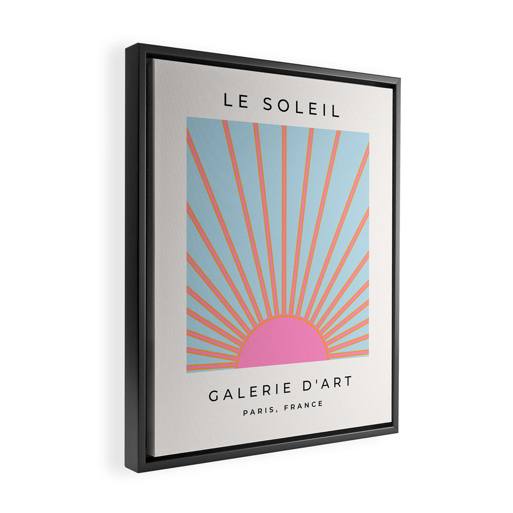 Le Soleil | 02 - Abstract Retro Sun Pink And Blue Print Preppy Modern Sunshine Framed Canvas Print Gallery Image 2