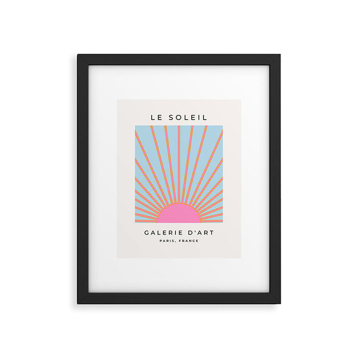 Le Soleil | 02 - Abstract Retro Sun Pink And Blue Print Preppy Modern Sunshine Framed Art Print Gallery Image 1