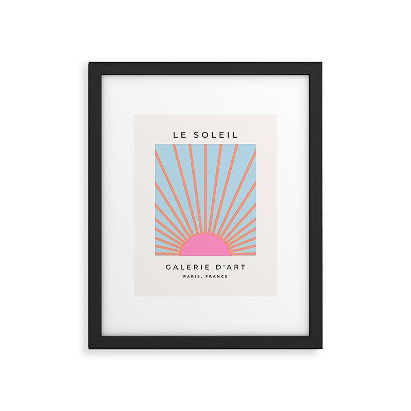 Le Soleil | 02 - Abstract Retro Sun Pink And Blue Print Preppy Modern Sunshine Framed Art Print Gallery Image 5