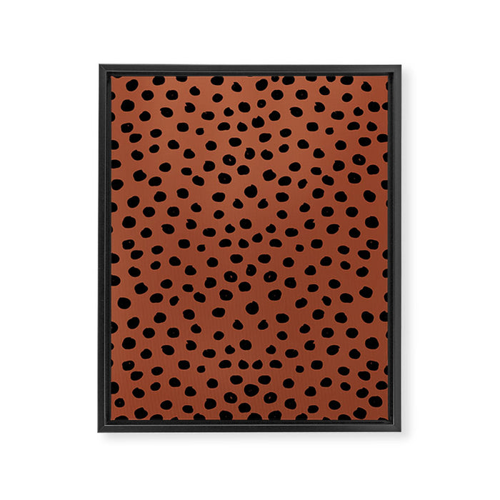 Leopard Print Rust Animal Print Brushstroke Polka Dots Dalmatian Cheetah Spots Boho Decor Minimal Framed Canvas Print Gallery Image 1