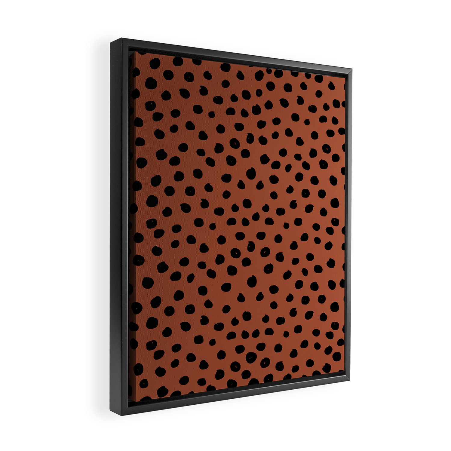 Leopard Print Rust Animal Print Brushstroke Polka Dots Dalmatian Cheetah Spots Boho Decor Minimal Framed Canvas Print Gallery Image 2