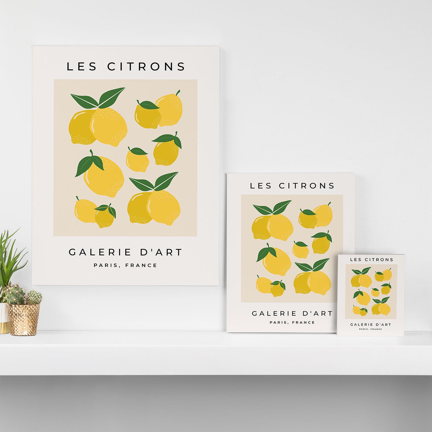 Les Citrons | 01 - Retro Lemon Print Abstract Lemons Canvas Print Gallery Image 3