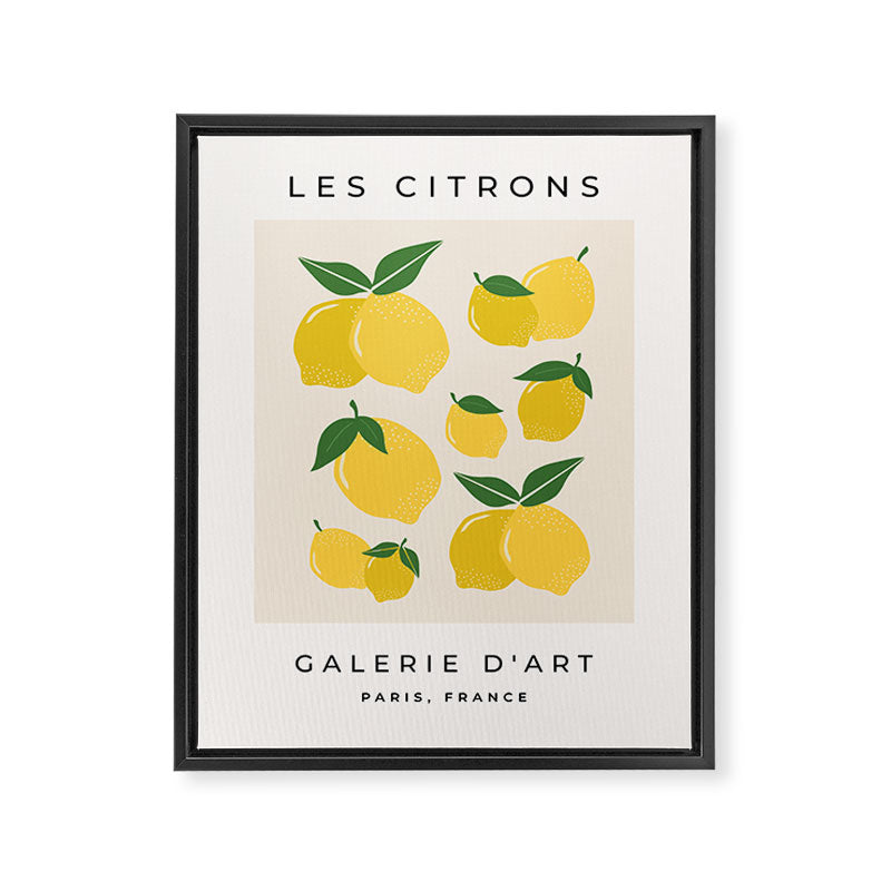 Les Citrons | 01 - Retro Lemon Print Abstract Lemons Framed Canvas Print Gallery Image 6