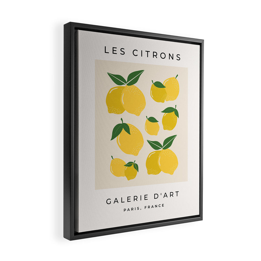 Les Citrons | 01 - Retro Lemon Print Abstract Lemons Framed Canvas Print Gallery Image 2