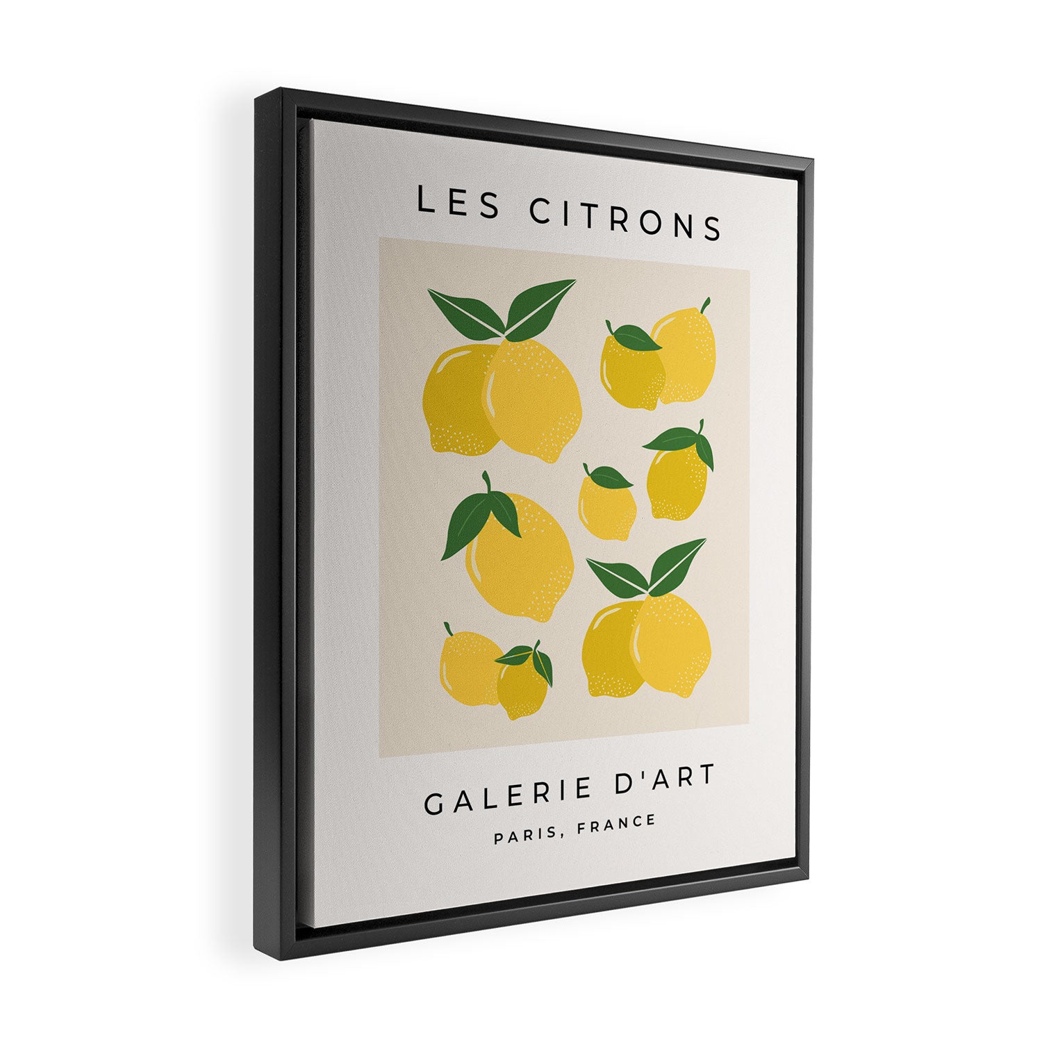 Les Citrons | 01 - Retro Lemon Print Abstract Lemons Framed Canvas Print Gallery Image 2