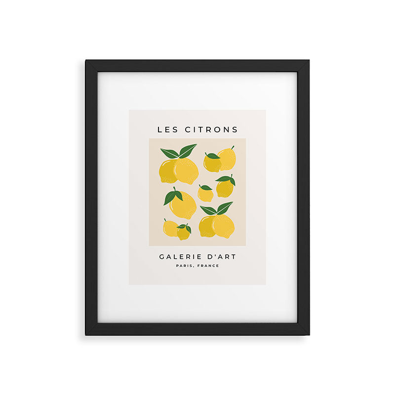Les Citrons | 01 - Retro Lemon Print Abstract Lemons Framed Art Print Gallery Image 5