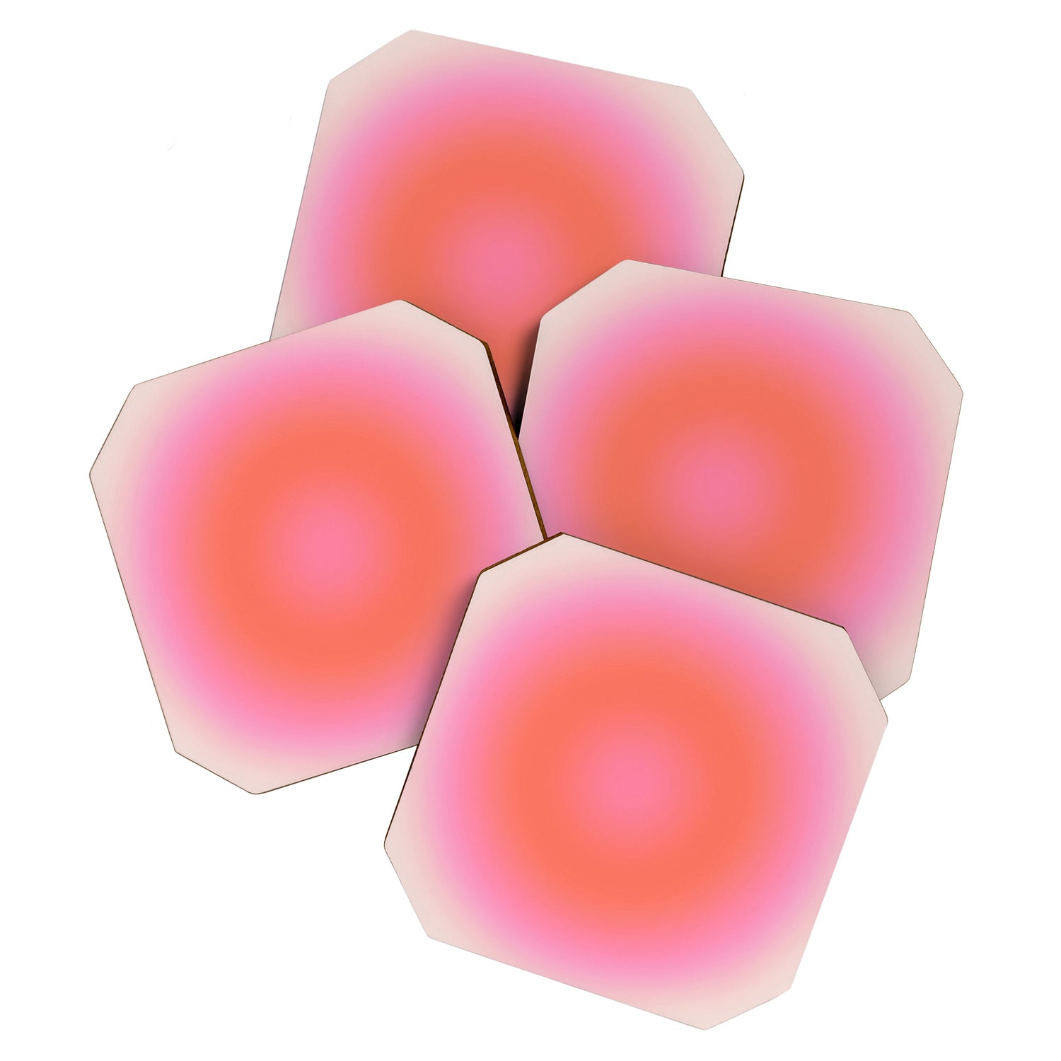 Les Couleurs | 04 - Aura Print Neutral Pink And Orange Preppy Decor Modern Gradient Coaster Gallery Image 1