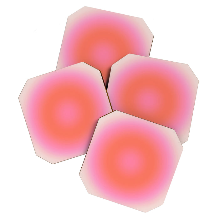 Les Couleurs | 04 - Aura Print Neutral Pink And Orange Preppy Decor Modern Gradient Coaster Gallery Image 1