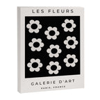 Les Fleurs | 02 - Flower Print Black And White Retro Flowers Wall Art Modern Decor Abstract Canvas Print Gallery Image 6