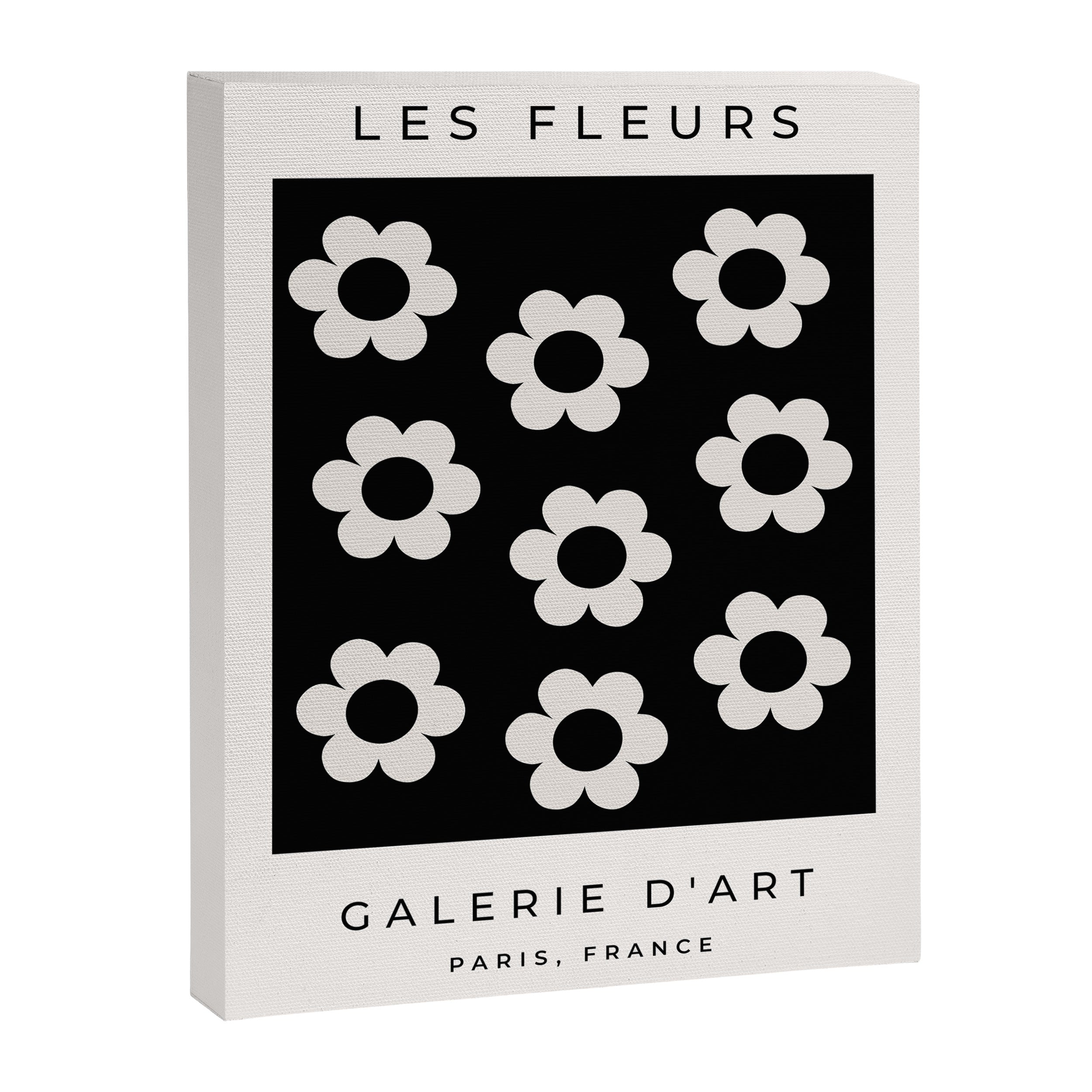 Les Fleurs | 02 - Flower Print Black And White Retro Flowers Wall Art Modern Decor Abstract Canvas Print Gallery Image 6