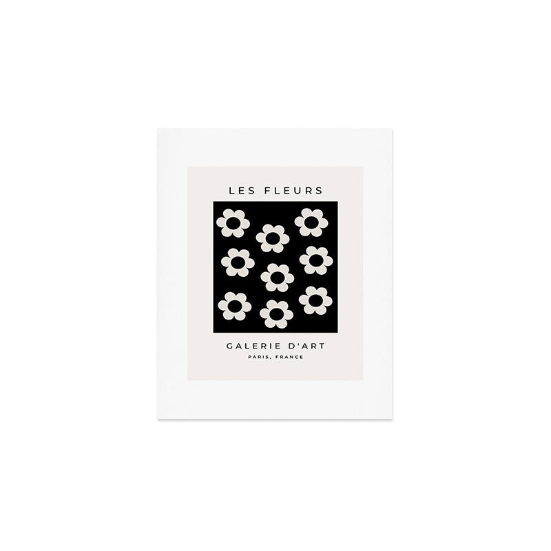 Les Fleurs | 02 - Flower Print Black And White Retro Flowers Wall Art Modern Decor Abstract Art Print Gallery Image 1