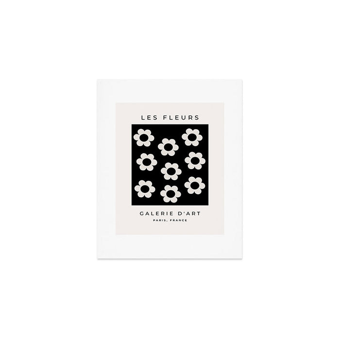 Les Fleurs | 02 - Flower Print Black And White Retro Flowers Wall Art Modern Decor Abstract Art Print Gallery Image 1