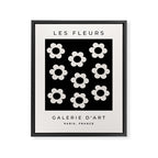 Les Fleurs | 02 - Flower Print Black And White Retro Flowers Wall Art Modern Decor Abstract Framed Canvas Print Gallery Image 6
