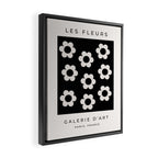 Les Fleurs | 02 - Flower Print Black And White Retro Flowers Wall Art Modern Decor Abstract Framed Canvas Print Gallery Image 2