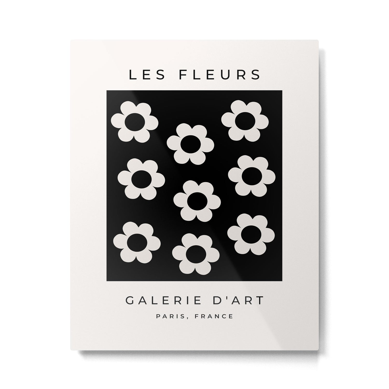 Les Fleurs | 02 - Flower Print Black And White Retro Flowers Wall Art Modern Decor Abstract Metal Print Gallery Image 4
