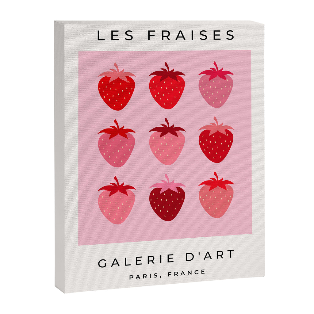 Les Fraises | 01 - Fruit Print Pink And Red Strawberry Preppy Modern Decor Abstract Strawberries Canvas Print Gallery Image 6