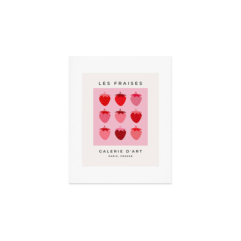 Les Fraises | 01 - Fruit Print Pink And Red Strawberry Preppy Modern Decor Abstract Strawberries Art Print Gallery Image 1