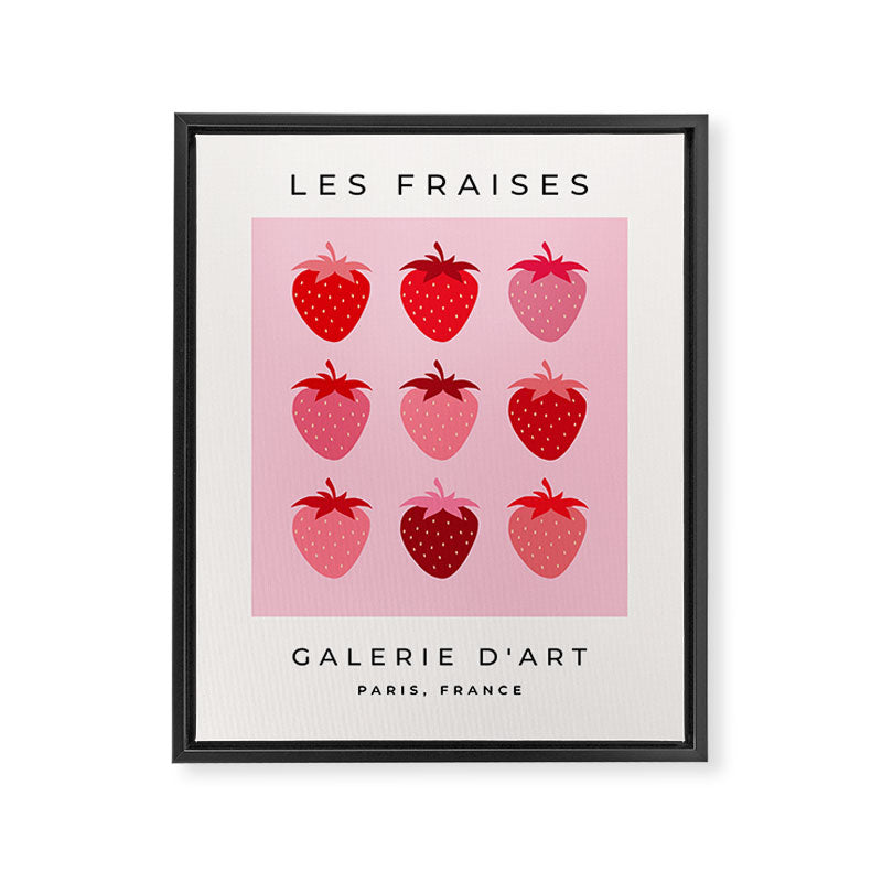 Les Fraises | 01 - Fruit Print Pink And Red Strawberry Preppy Modern Decor Abstract Strawberries Framed Canvas Print Gallery Image 6