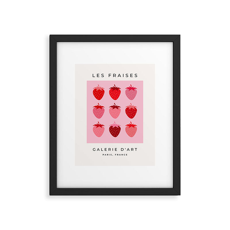 Les Fraises | 01 - Fruit Print Pink And Red Strawberry Preppy Modern Decor Abstract Strawberries Framed Art Print Gallery Image 5
