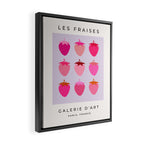 Les Fraises | 03 - Abstract Retro Fruit, Pink And Purple Print Preppy Strawberries Framed Canvas Print Gallery Image 2