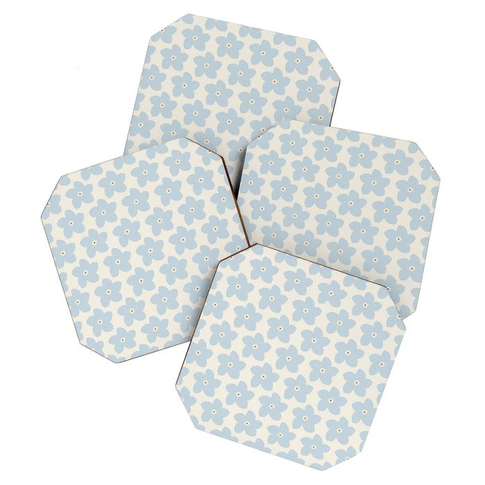 Light Blue And Cream Retro Flower Coaster Gallery Image 1