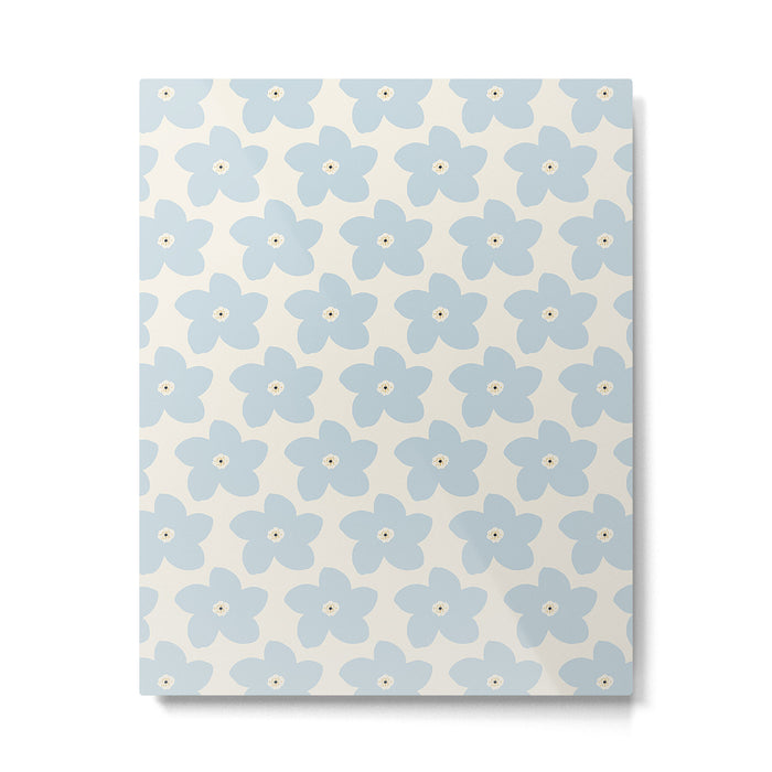 Light Blue And Cream Retro Flower Metal Print Gallery Image 1